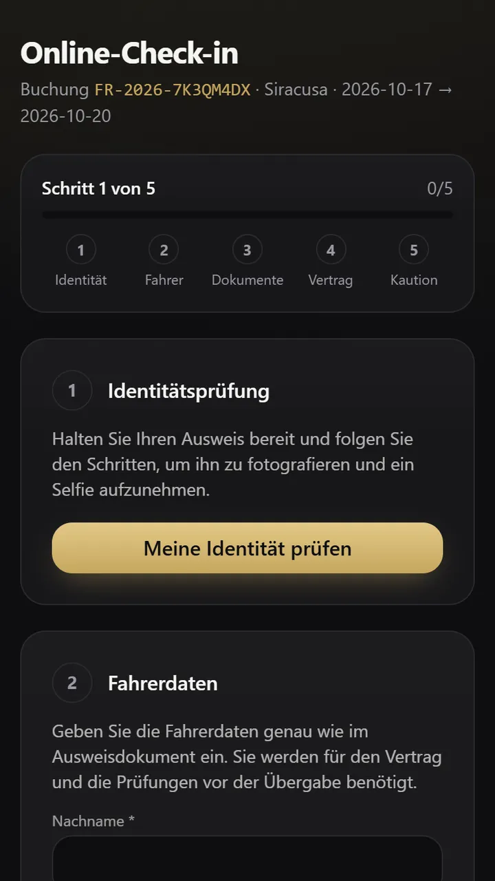Digitaler Check-in des Kunden auf dem Handy