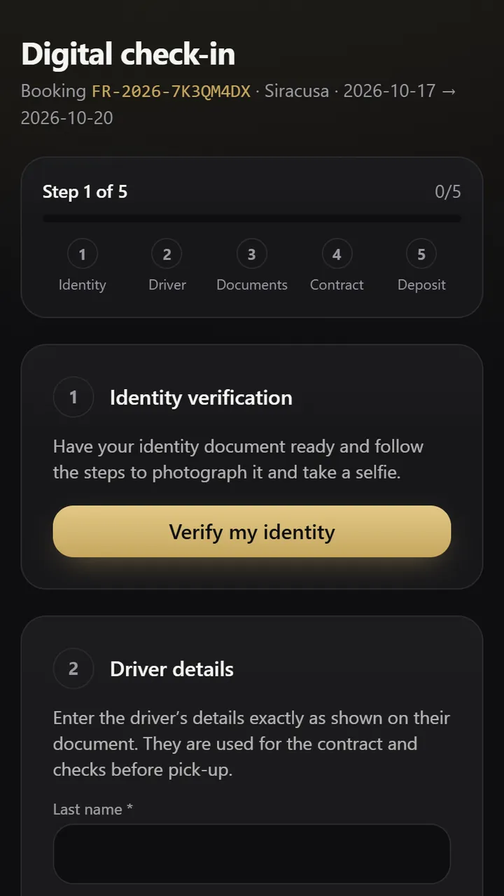 Customer’s digital check-in on a phone