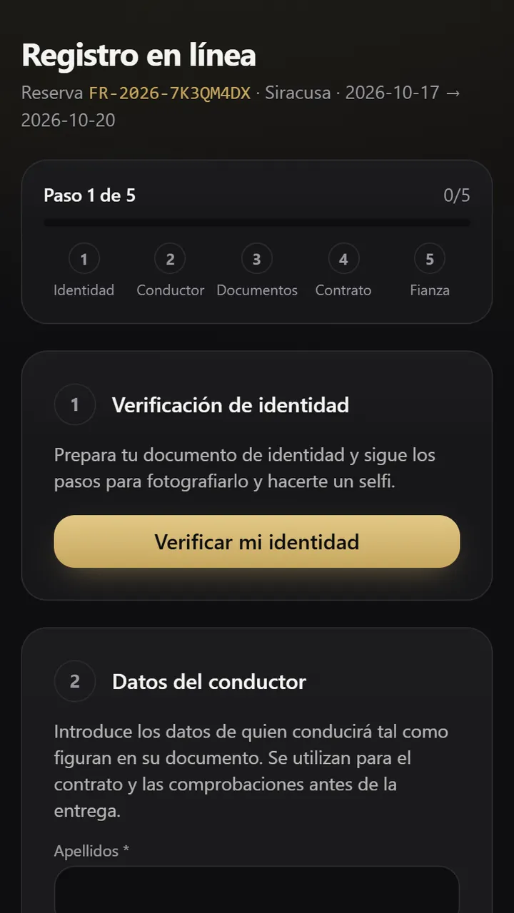 Registro digital del cliente en el móvil
